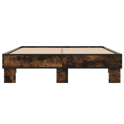 Bed Frame without Mattress Smoked Oak 140x190 cm