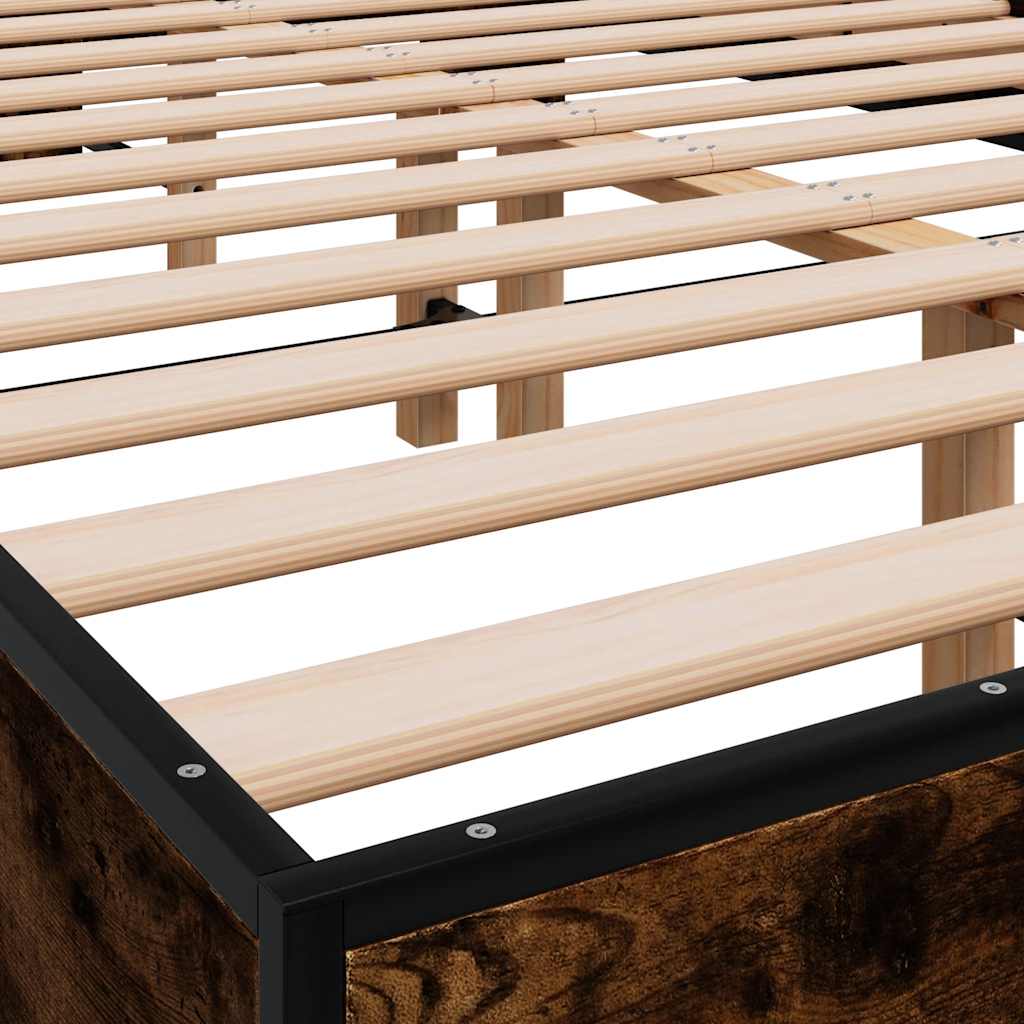 Bed Frame without Mattress Smoked Oak 140x190 cm