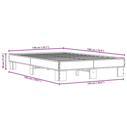 Bed Frame without Mattress Smoked Oak 140x190 cm