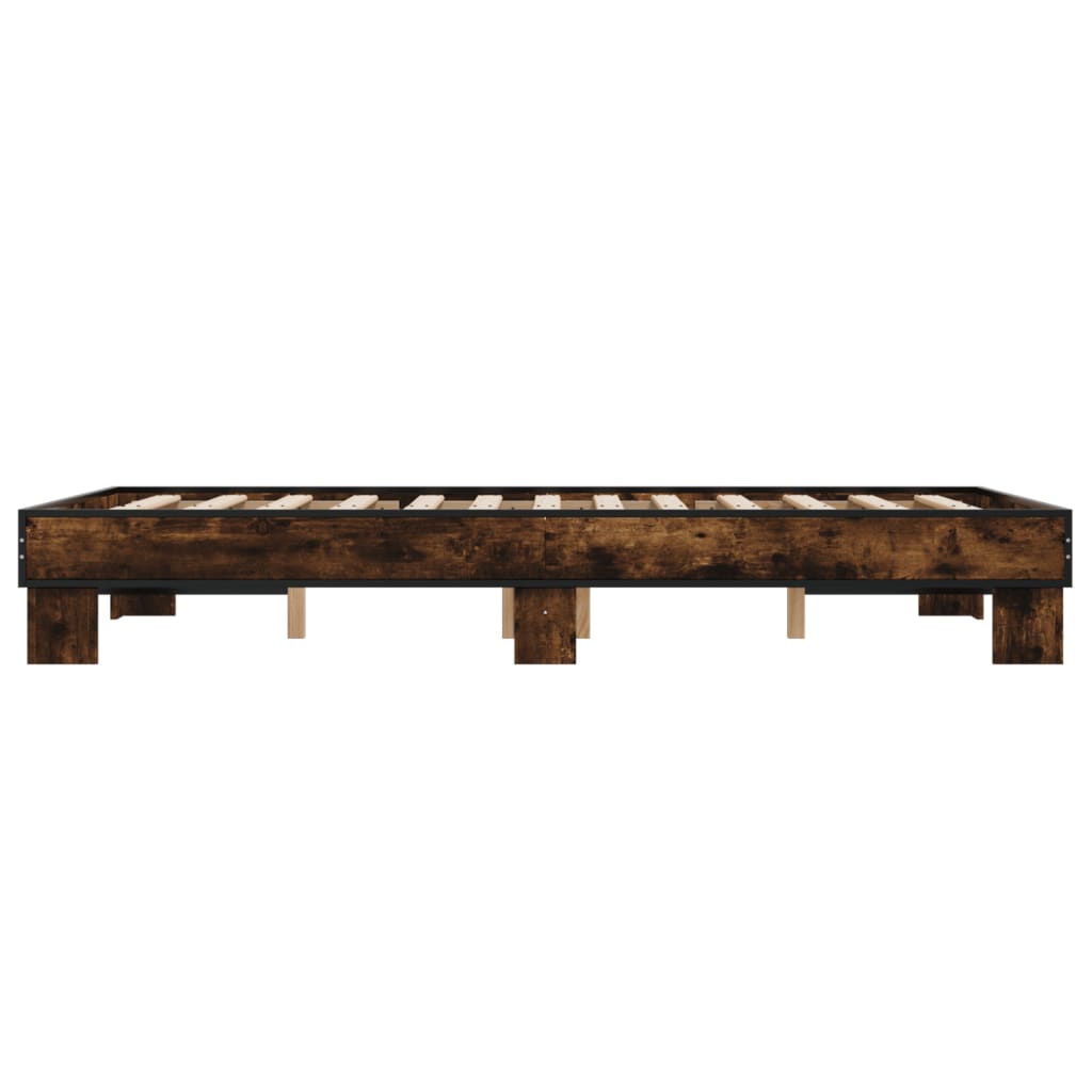 Bed Frame without Mattress Brown Oak 140x190 cm