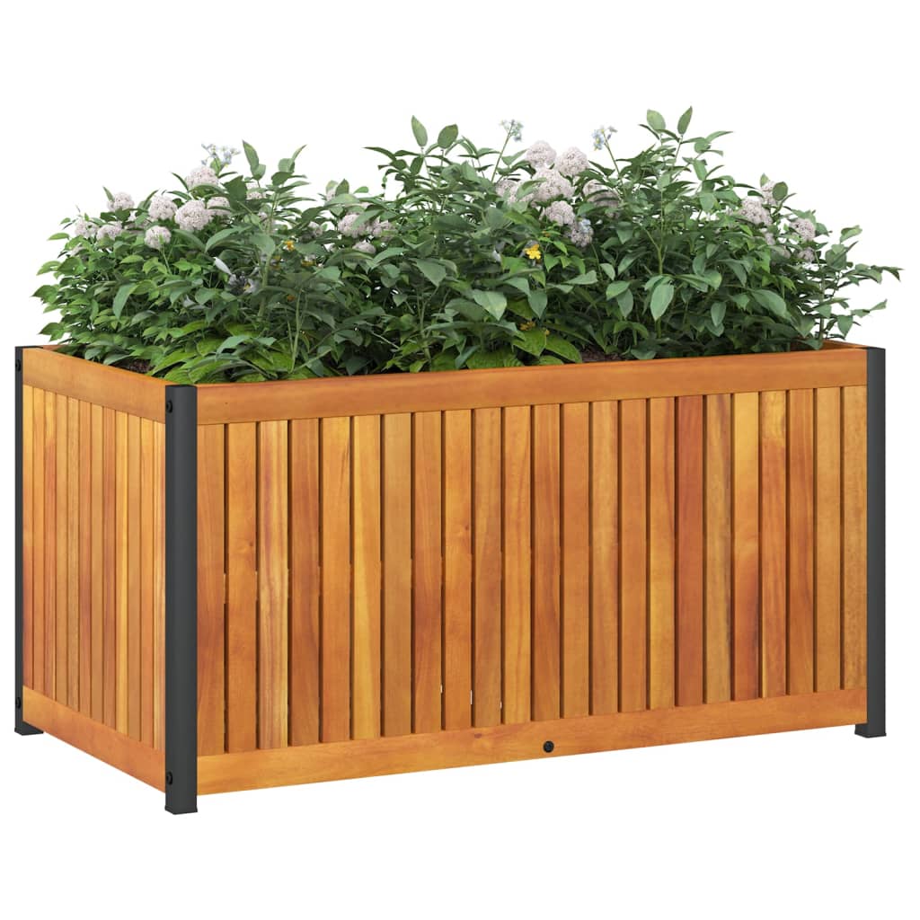 Garden Planter | Natural wood with black steel