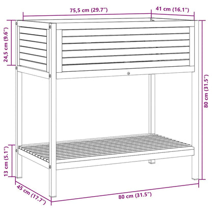 Garden Planter with Shelf 80x45x80 cm Solid Wood Acacia and Steel