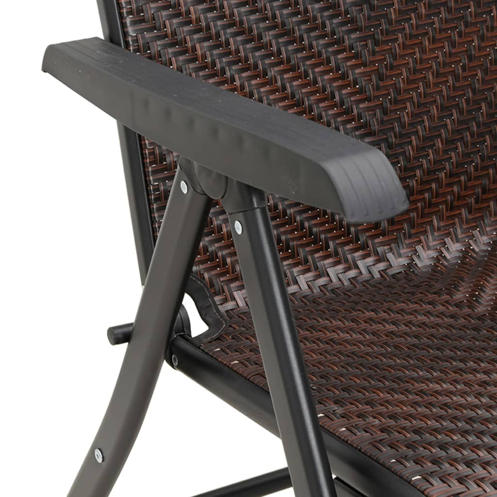 Folding Garden Chairs 4 pcs Brown Poly Rattan