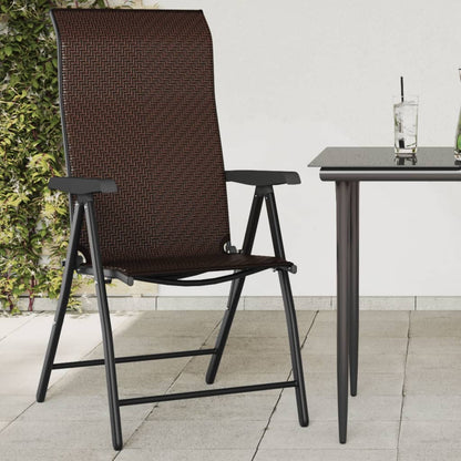 Folding Garden Chairs 4 pcs Brown Poly Rattan