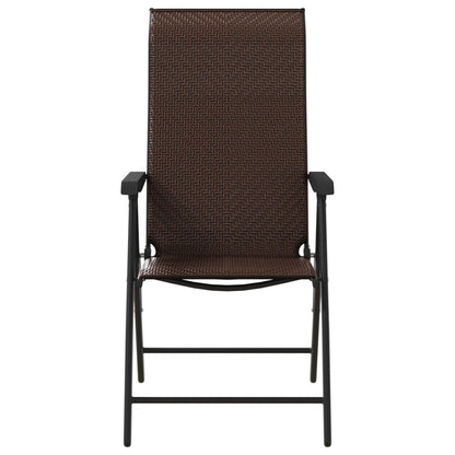 Folding Garden Chairs 8 pcs Brown Poly Rattan