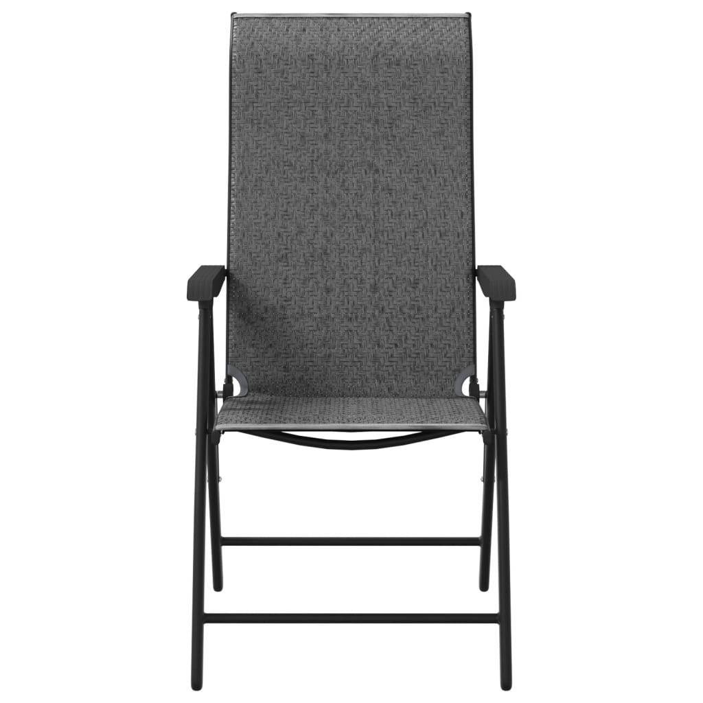 Folding Garden Chairs 8 pcs Grey Poly Rattan
