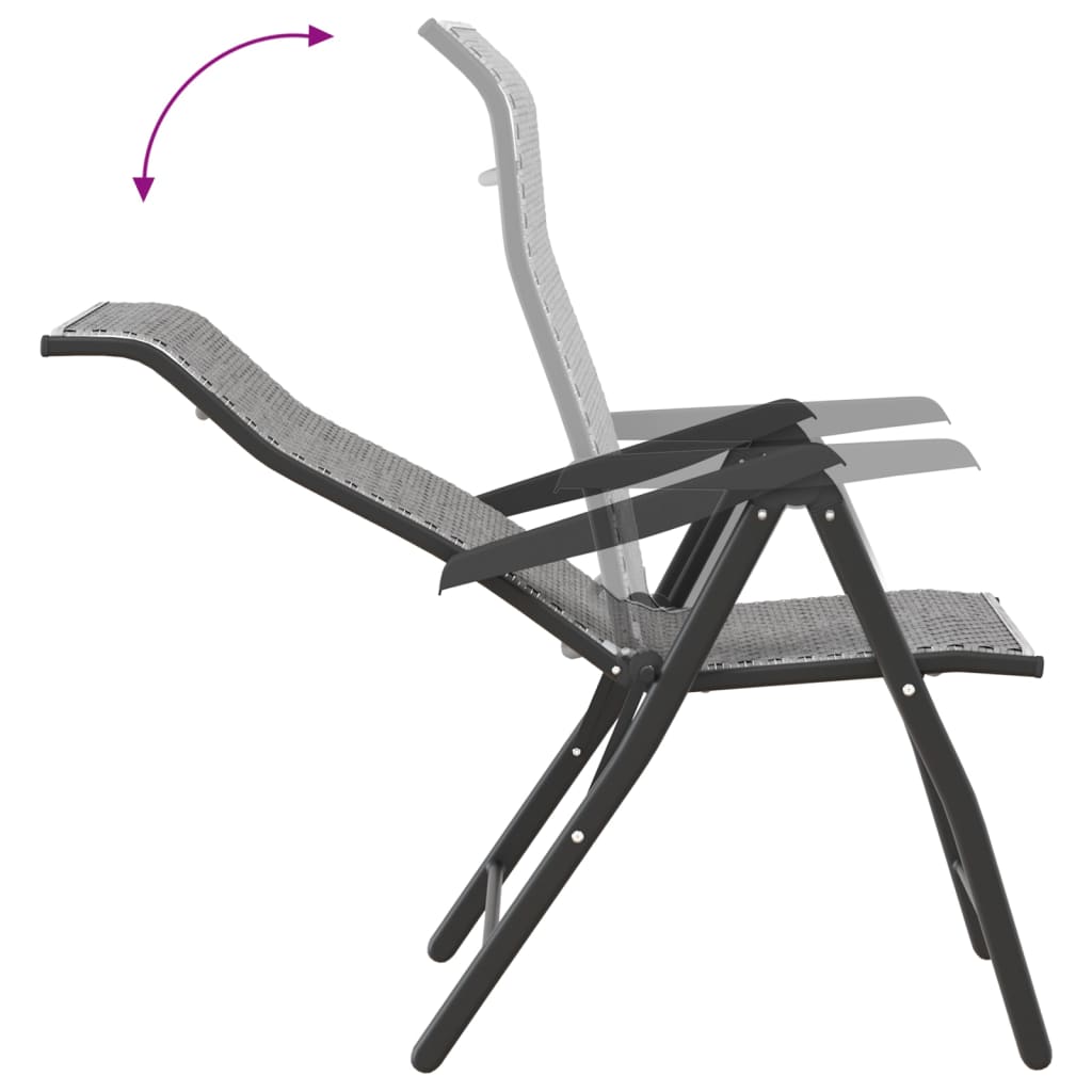 Folding Garden Chairs 8 pcs Grey Poly Rattan