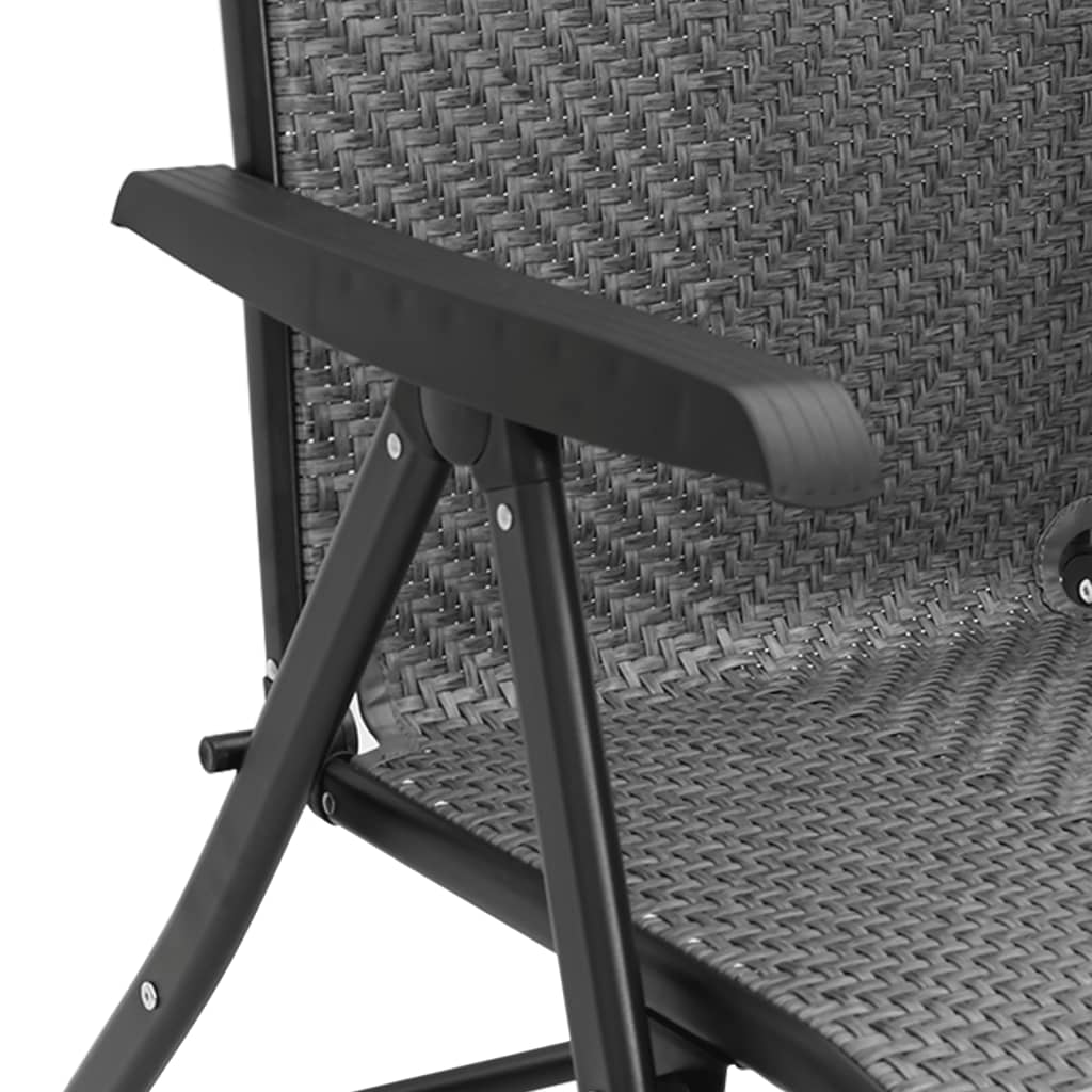 Folding Garden Chairs 8 pcs Grey Poly Rattan