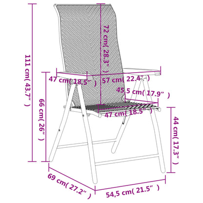 Folding Garden Chairs 8 pcs Grey Poly Rattan