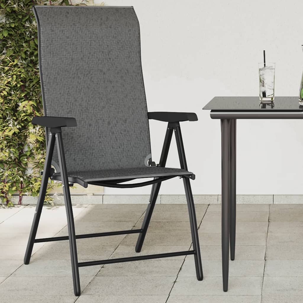 Folding Garden Chairs 8 pcs Grey Poly Rattan