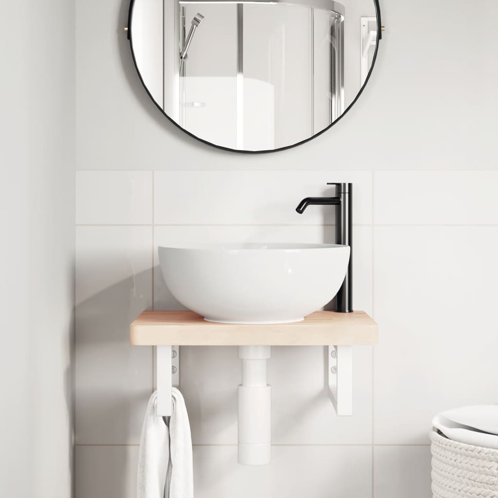 Shelf Brackets for Washbasin 2 pcs White Rectangular Steel