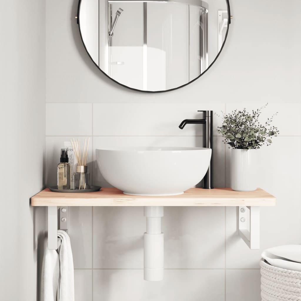 Shelf Brackets for Washbasin 2 pcs White Rectangular Steel