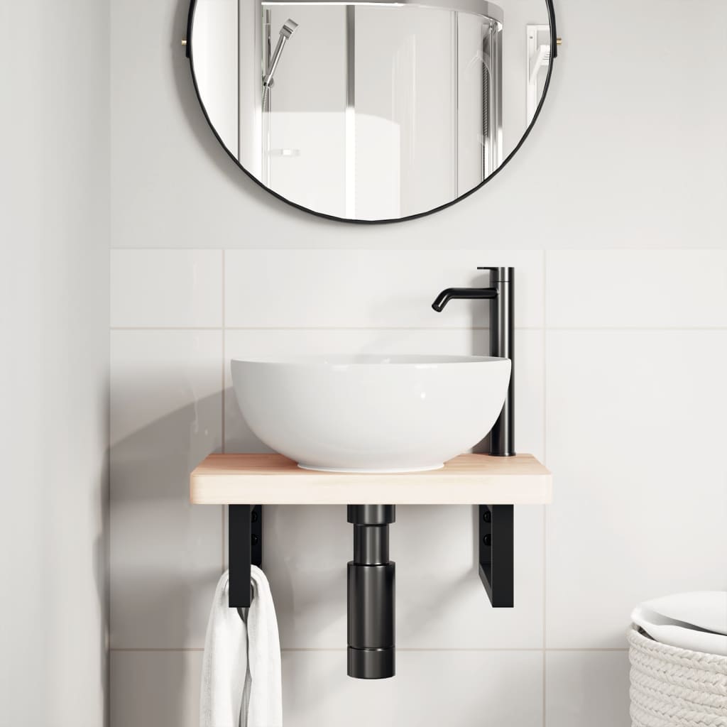 Shelf Brackets for Washbasin 2 pcs Black Rectangular Steel