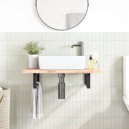 Shelf Brackets for Washbasin 2 pcs Black Rectangular Steel