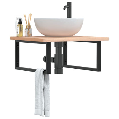 Shelf Brackets for Washbasin 2 pcs Black Rectangular Steel