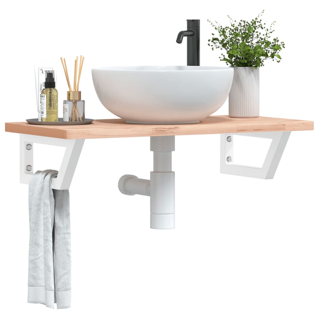 Shelf Brackets for Washbasin 2 pcs White Trapezium Steel