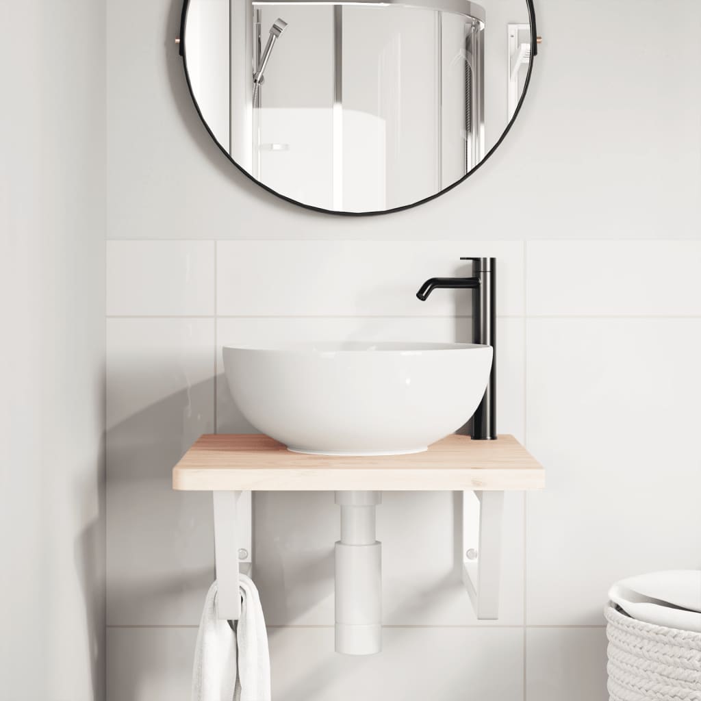 Shelf Brackets for Washbasin 2 pcs White Trapezium Steel