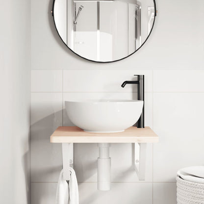 Shelf Brackets for Washbasin 2 pcs White Trapezium Steel