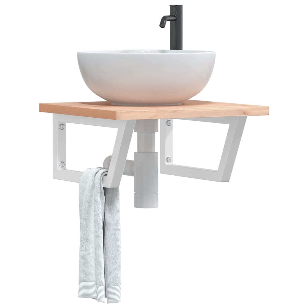 Shelf Brackets for Washbasin 2 pcs White Trapezium Steel