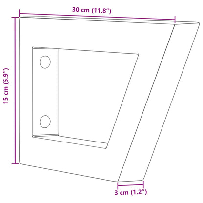 Shelf Brackets for Washbasin 2 pcs Black Trapezium Steel