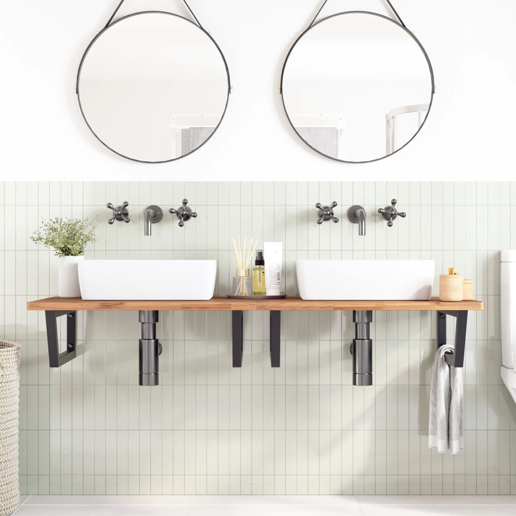 Shelf Brackets for Washbasin 2 pcs Black Trapezium Steel
