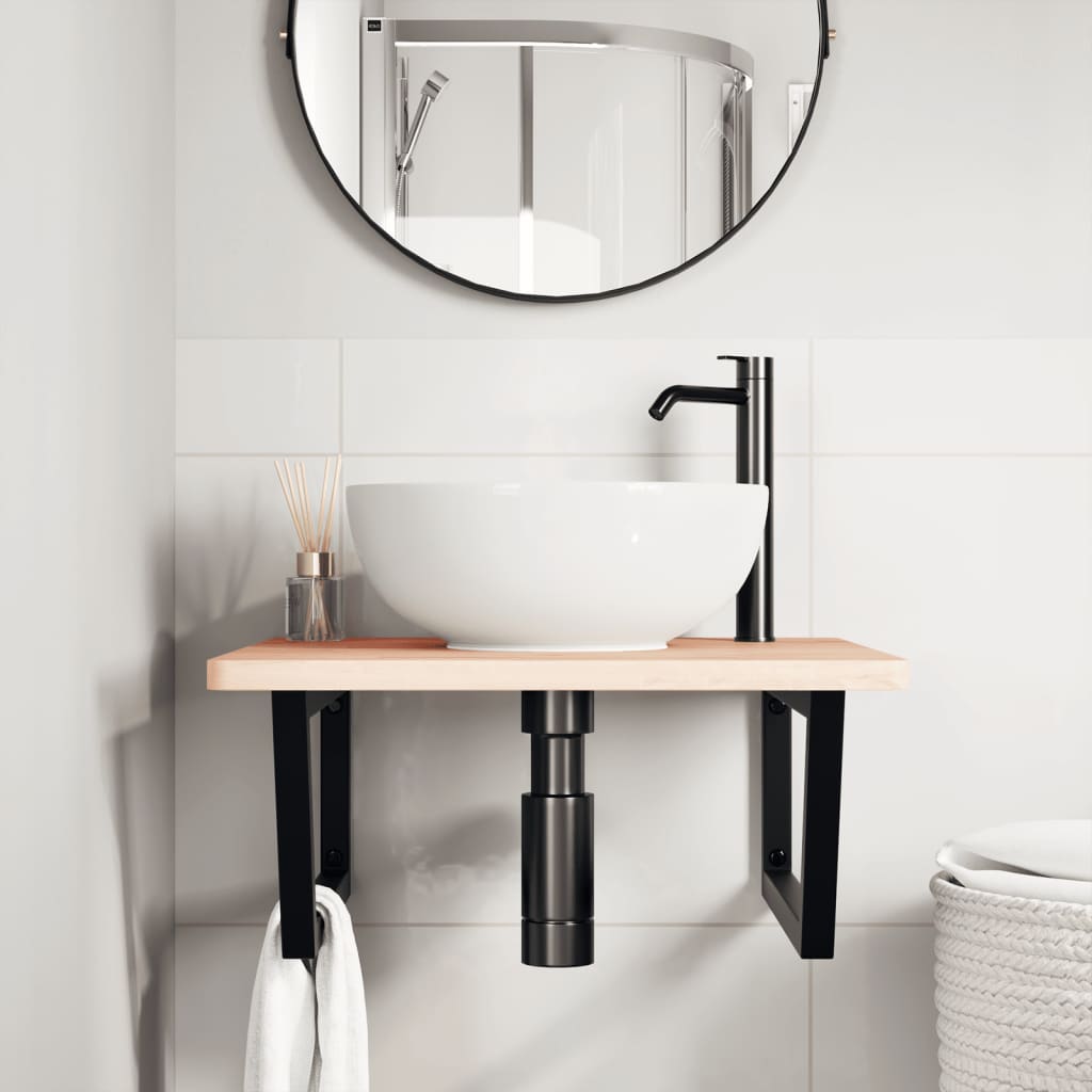 Shelf Brackets for Washbasin 2 pcs Black Trapezium Steel