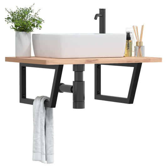 Shelf Brackets for Washbasin 2 pcs Black Trapezium Steel
