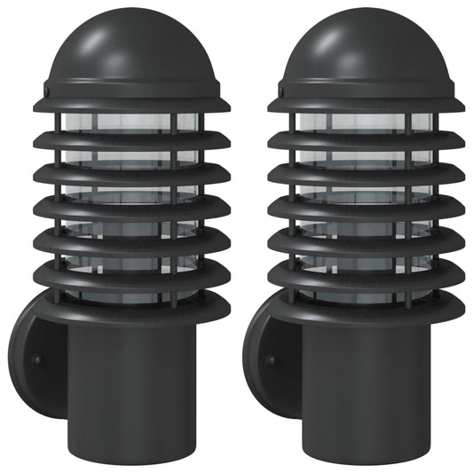 Outdoor Wall Lights 2pcs Black Stainless Steel