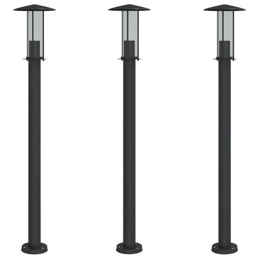 Outdoor Floor Lamps 3pcs Black 100 cm Stainless Steel