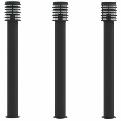 Outdoor Floor Lamps 3pcs Black 110cm Stainless Steel