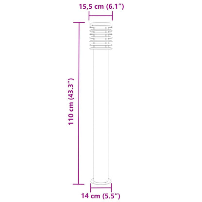 Outdoor Floor Lamps 3pcs Black 110cm Stainless Steel