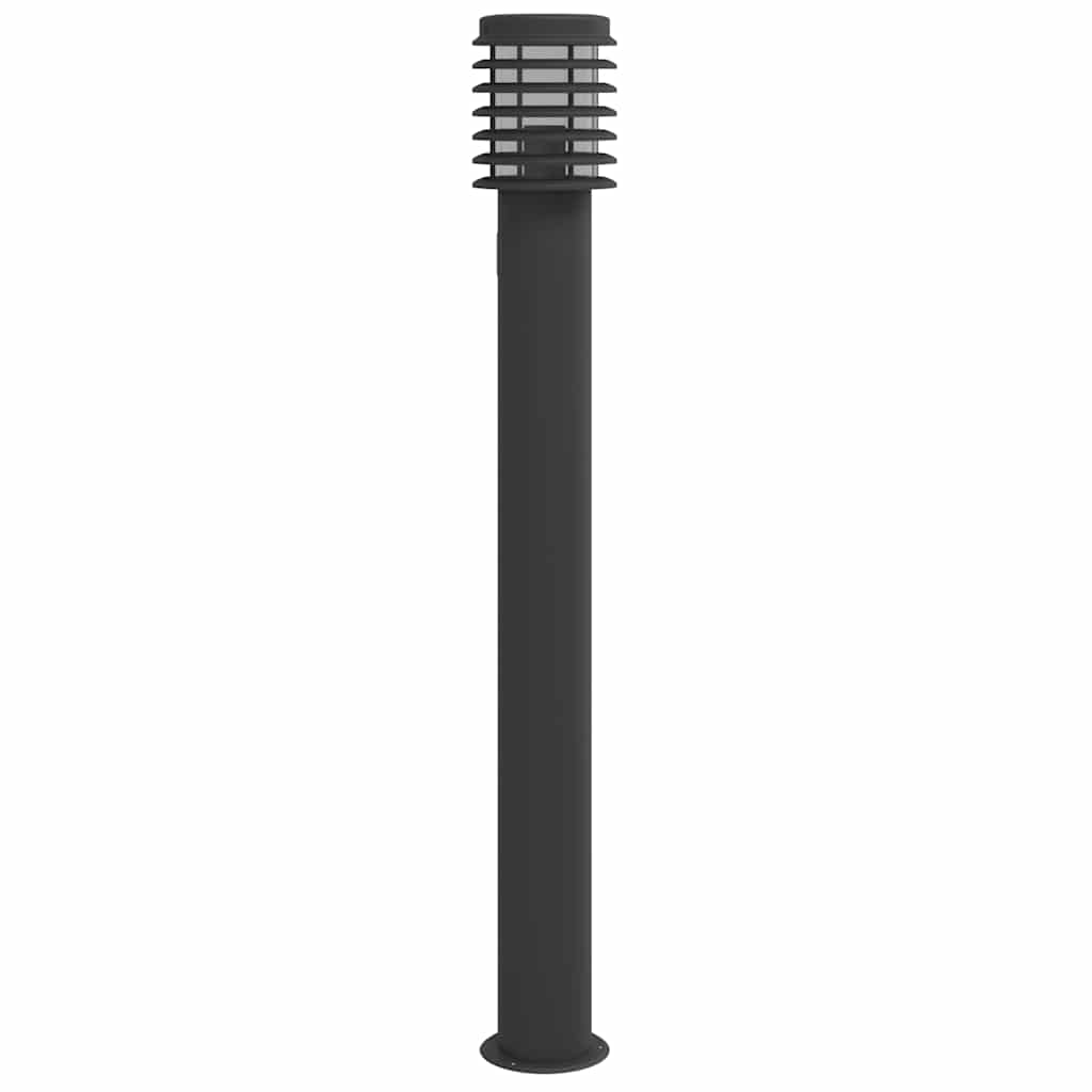 Outdoor Floor Lamps with Outlet 3pcs Black 110cm Stainless Steel