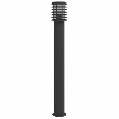 Outdoor Floor Lamps with Outlet 3pcs Black 110cm Stainless Steel