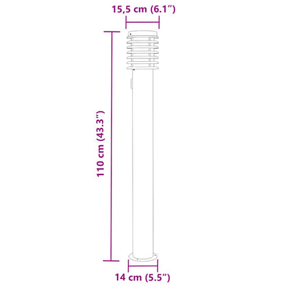 Outdoor Floor Lamps with Outlet 3pcs Black 110cm Stainless Steel