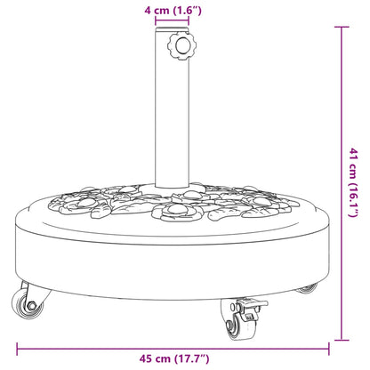 Parasol Base with Wheels for Ø38 / 48 mm Poles 27 kg Round