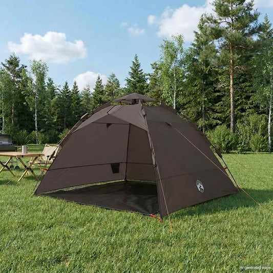 Fishing Tent 4-Person Brown Quick Release