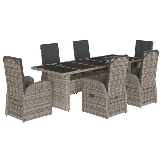Garden Dining Set | Grey | PE rattan | 6-seater | Seats Many