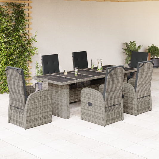 Garden Dining Set | Grey | PE rattan | 6-seater | Seats Many