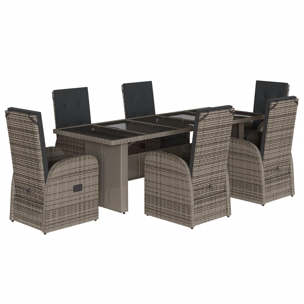 Garden Dining Set | Grey | PE Poly Rattan | 6-seater