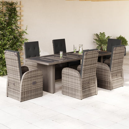 Garden Dining Set | Grey | PE Poly Rattan | 6-seater