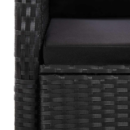 7 Piece Garden Dining Set with Cushions Black Poly Rattan