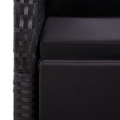 11 Piece Garden Dining Set with Cushions Black Poly Rattan