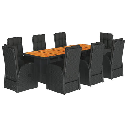 Garden Dining Set | Black | PE Rattan | 8-Seater