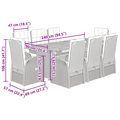 Garden Dining Set | Black | PE Rattan | 8-Seater