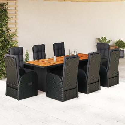 Garden Dining Set | Black | PE Rattan | 8-Seater