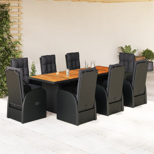 Garden Dining Set | Black | PE Rattan | 8-Seater