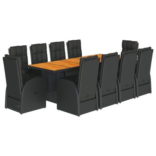Garden Dining Set | Black | Poly Rattan | 10-seater | Removable Covers