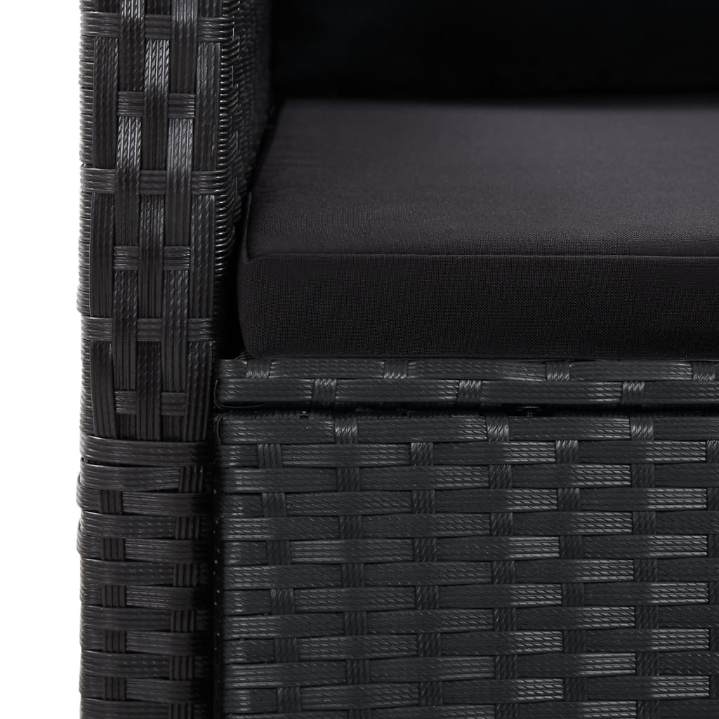 Garden Dining Set | Black | Poly Rattan | 10-seater | Removable Covers