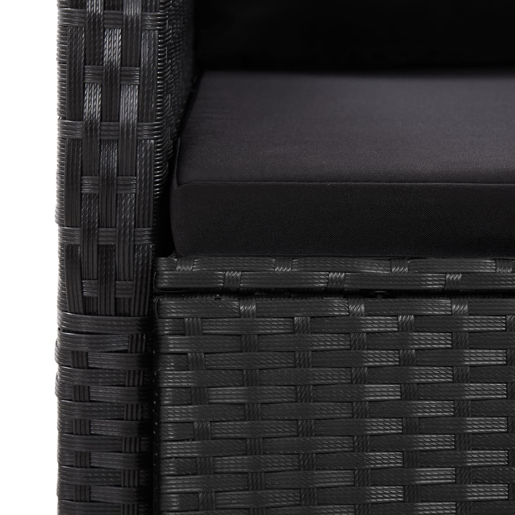 Garden Dining Set | Black | Poly Rattan, Glass, Powder-Coated Steel