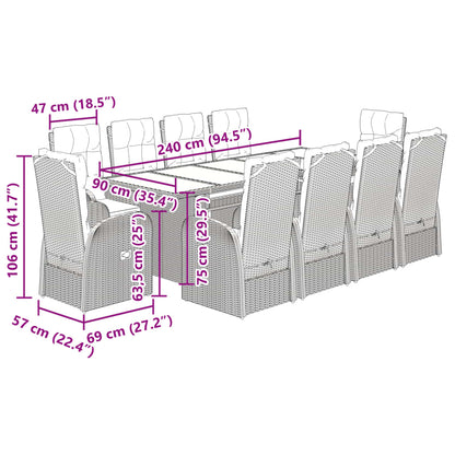 Garden Dining Set | Black | Poly Rattan, Glass, Powder-Coated Steel